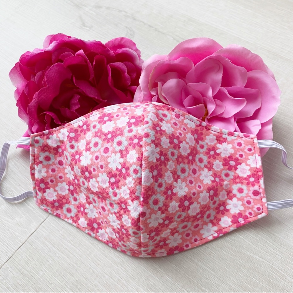 2/$20 Triple Layer Handmade Face Mask floral - Picture 3 of 3
